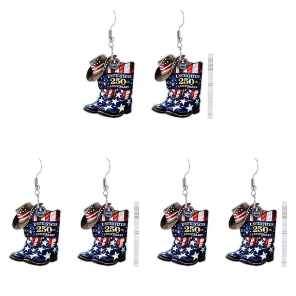 UJMNHYGT American Flag Acrylic Dangle Earrings 4th of July, Patriotic Drop Earrings Vintage Western, Cowboy Boot Rhinestone Jewelry for Women Independence Day Gifts