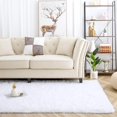 thumbnail image 3 of YJ.GWL Soft Fluffy Area Rug Shaggy Carpet for Living Room Bedroom Nursery Room Rugs,5.3'x7.5',White, 3 of 6