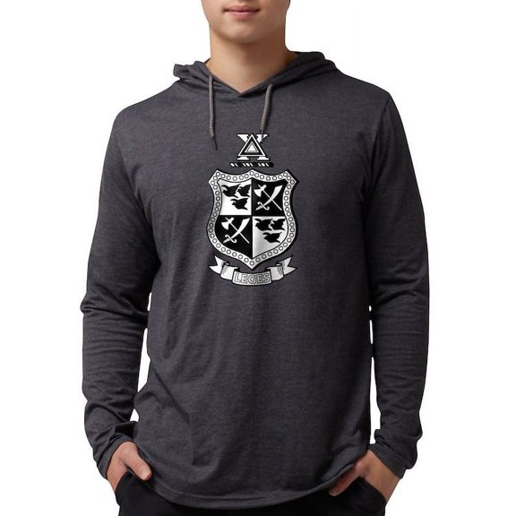 CafePress - Delta Chi Black And White Coat Of Arms Long Sleeve T Shirt - Mens Hooded Shirt