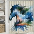 thumbnail image 6 of Orinice Abstract Horse Landscape Bathroom Decor Set with Hooks - Colorful Luxurious Graphic Print Polyester Fabric Fashion Shower Curtain - Chic Modern Design 69x72, 6 of 7