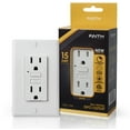 thumbnail image 5 of Faith 15A GFCI Outlets, Slim, Non-Tamper-Resistant GFI Duplex Receptacles with LED Indicator, Self-Test Ground Fault Circuit Interrupter with Wall Plate, ETL Listed, White, 10 Pack, 5 of 6
