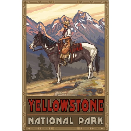 Yellowstone National Park Lady Ranch Hand Metal Art Print