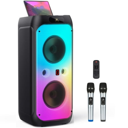 JYX Party Speaker, 80W Powerful Large Bluetooth Speaker with 2 Mics, Deep Bass Stereo PA System with Remote Control