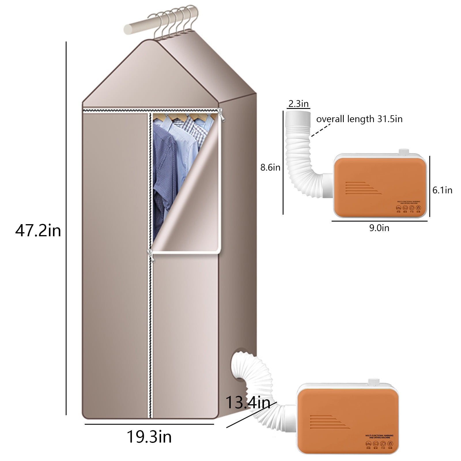 PATLOLLAV Portable Clothes Dryer, Multifunction Dryer for Flat, RV, Travel Mini Dryer Machine for Light Clothes, Underwear, Baby Clothes - Quick and Easy to Use Small Compact Dryer Machine,Golden