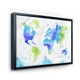 thumbnail image 3 of Designart 'World Map In Blue and Green' Modern Framed Canvas Wall Art Print, 3 of 5