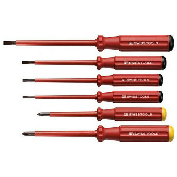 PB Swiss Tools PB 5542 Classic VDE Insulated Screwdriver Set, Slim, 6pcs