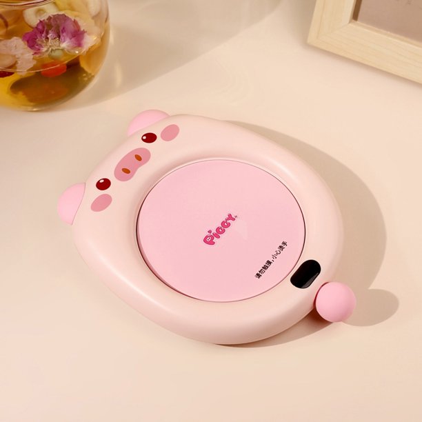 Ganfancp Simpático Platillo Calentable con Forma de Caricatura Platillo Termostático para Preparar Leche Café Flor Caliente Té Platillo Calentable Ofertas Flash 1*Posavasos 1*Cable de Datos 1*Manual