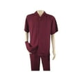 thumbnail image 6 of Men INSERCH 2pc Walking Leisure Suit Shirt Pants Set Short Sleeves 9356 Burgundy, 6 of 7