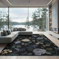 thumbnail image 2 of ODIKA 8'x10' Navy Floral Elegance Future Nature Washable Area Rug Timeless Botanical Design with Modern Flair Non-Slip Chair-Friendly Mat for Dining Room, Large Office, Lounge, 2 of 7