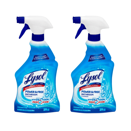 (2 Pack) Lysol Bleach Free Hydrogen Peroxide Bathroom Cleaner Spray, Fresh,