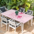 thumbnail image 2 of Valentine's Day Table Cloths for 6 Foot Rectangle Tables, Pink Bows Romantic Love Heart Patio Waterproof Elastic Fitted Tablecloths, Washable Rectangular Table Cover for Camping, 2 of 8