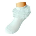 thumbnail image 4 of Akiihool Toddler Girl Socks Toddler Baby Girls Ruffle Lace Socks Eyelet Mesh Cotton Frilly Ankle Soft Dress Kids Princess Sock(Green,10-16 Years), 4 of 4