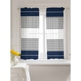 thumbnail image 3 of Navy Blue Grey Stripe Curtains 45 Inch Length, Sheer Curtains for Bedroom Living Room Window Modern Art Horizontal Striped Rod Pocket Voile Drapes Kitchen Curtains Small Half Window 42"x45" 2 Panels, 3 of 6