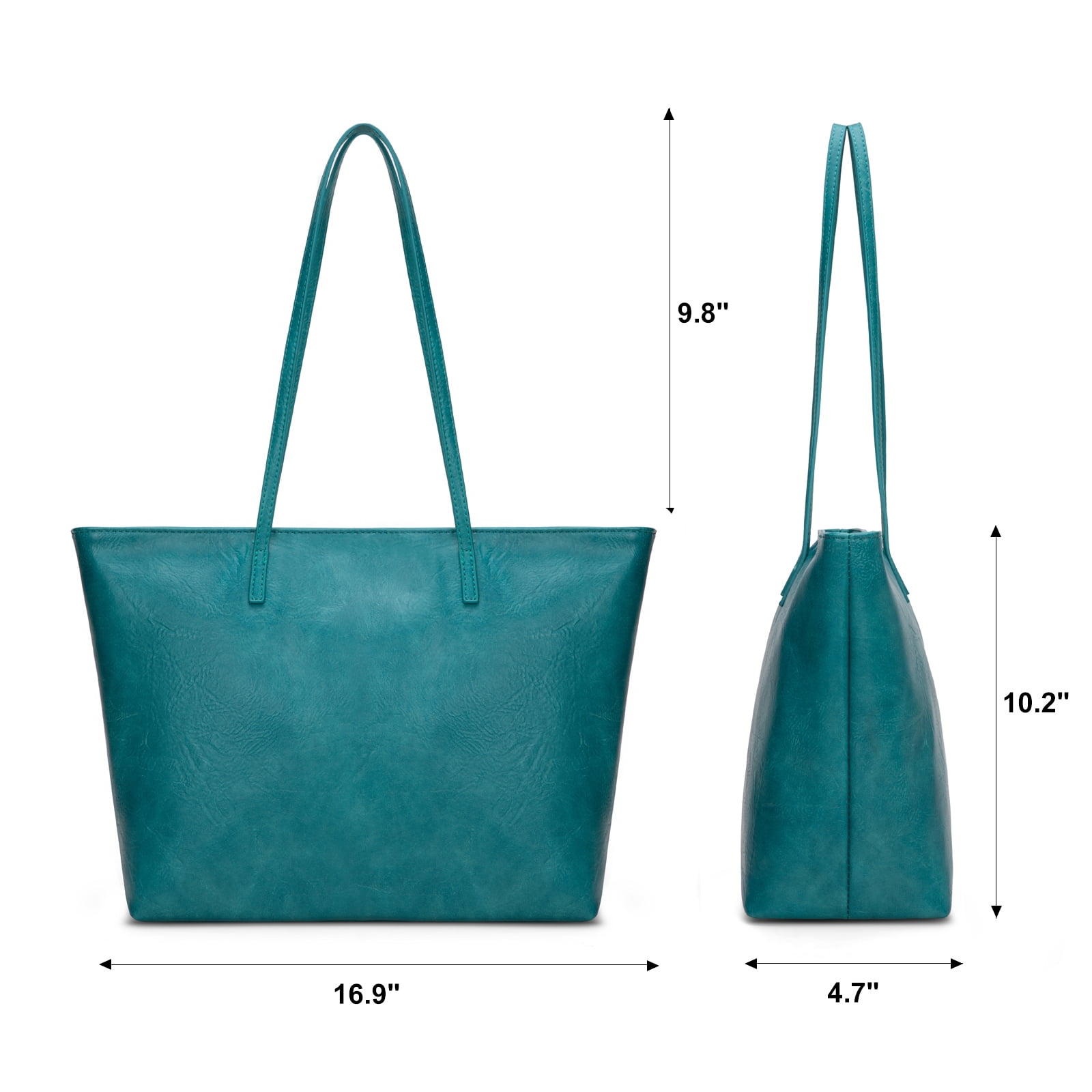 Montana West Tote Bags for Women Purses and Ladies Handbags Medium Size Shoulder Bags with Zipper, Turquoise