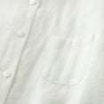 thumbnail image 4 of Lovskoo Womens Button Down Short Sleeve Shirt Cotton Linen Collared Shirt Spring Summer Casual Buttons Solid Color Blouse Loose Tops White, 4 of 9