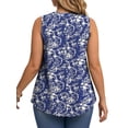 thumbnail image 4 of WellSize Plus Size Tank Tops for Women Henley V Neck Sleeveless Shirts Dressy Floral Blouses Summer Tunic Tops, 4 of 7