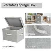 StorageWorks Fabric Storage Bins with Lids & Handles, Decorative Storage Boxes for Closet & Shelf, Large Storage Bins, 2-Pack, Gray, 14.7 x 9.8 x 10.2
