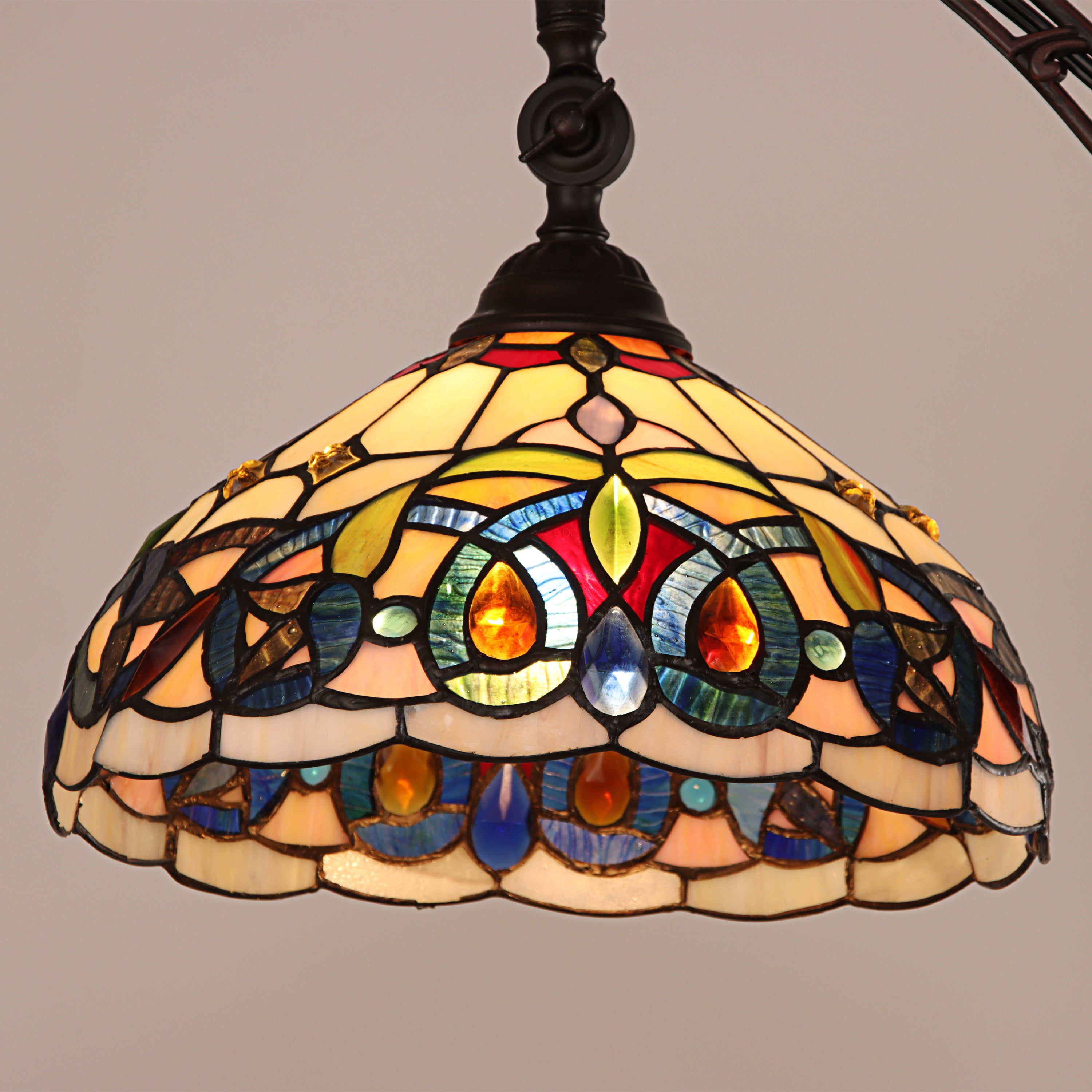 Radiance Goods Victorian Tiffany-Style Dark Bronze 1 Light Reading Floor Lamp 11" Wide/62" Tall