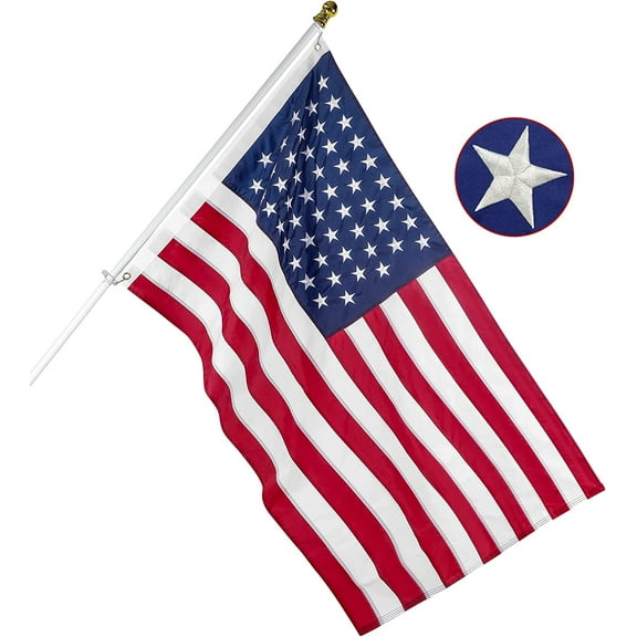 American Flag 4 x 6 ft, Made for High Wind, Heavy Duty US Flags for Outside, Durable Nylon USA Flag with Luxury Embroidered Stars Sewn Stripes Brass Grommet