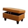thumbnail image 3 of JESTOP Leather Storage Ottoman, Ottoman with Storage, Rectangle 28.5" Foot Rest Ottomans Stool for Living Room Bedroom, 3 of 7