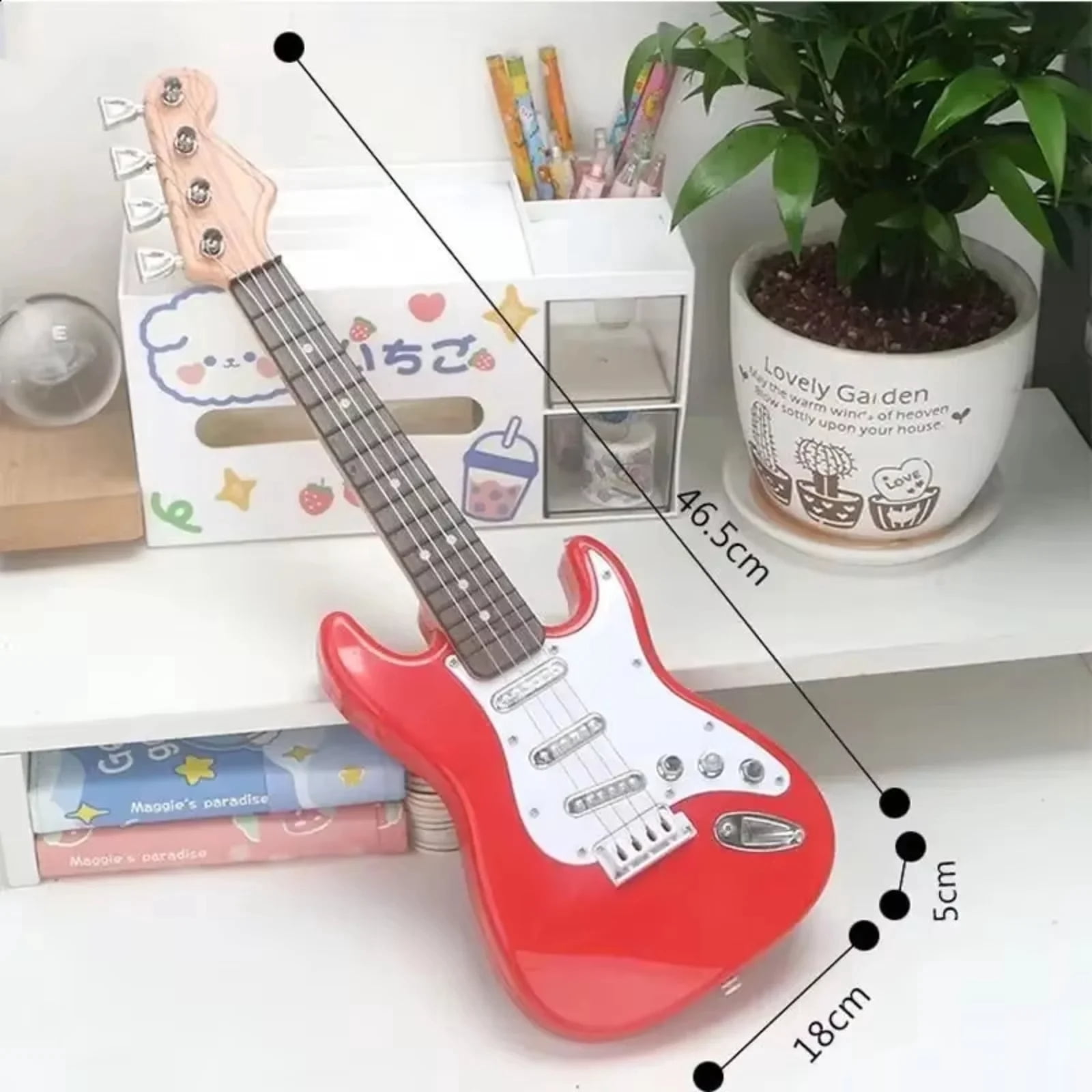 Unbranded 17in Guitar Toy for Kids, 4 Strings Electronic Musical Instrument for Toddlers Ages 3-12, Portable Learning Toy Gift