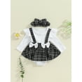 thumbnail image 2 of Suealasg Baby Girls Fall Outfit 3 6 9 12 18 Months Infant Girls Long Sleeve Tweed Ribbed Romper Dress + Headband Set 0-18M Newborn Girl Autumn 2Pcs Clothing, 2 of 7