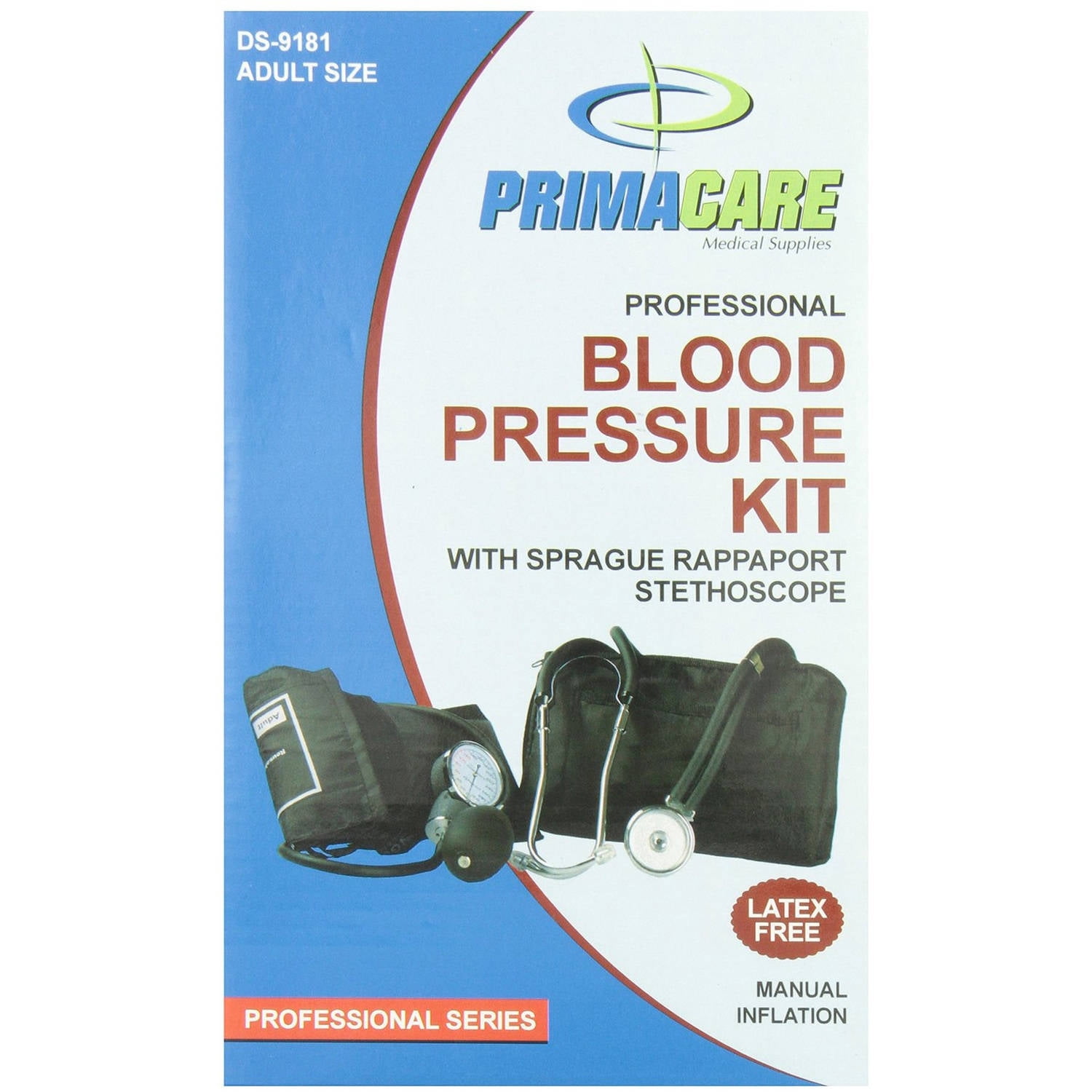 Primacare DS-9181-BK Manual Blood Pressure Cuff, Sprague Rappaport Stethoscope, Black