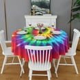 thumbnail image 2 of Colorful Rainbow Tie Dye Spiral Pattern Round Tablecloth 60"x60",Wrinkle Wipeable Table Cloth for Kitchen Dining Room Picnic Patio Party, 2 of 6