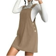 thumbnail image 2 of Fartey Women's Corduroy Overall Bib Dress with Pockets Summer Solid Color Sleeveless Jumpsuit Casual Loose Pinafore Suspender Mini Dresses Khaki S-XL, 2 of 7
