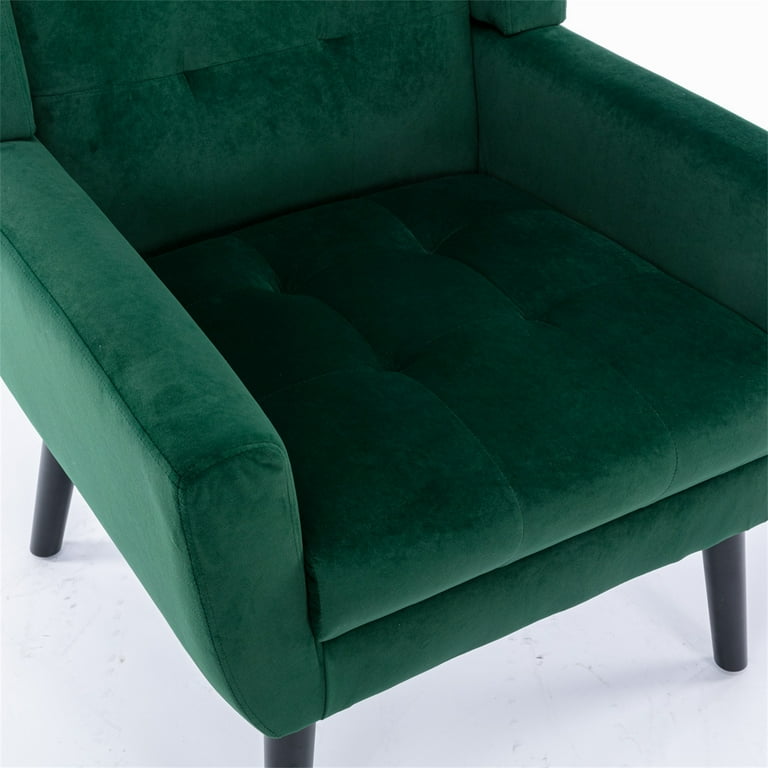 Velvet Accent Chair Modern Ergonomics Armchair Living Room Chaise Lounge Single Sofa with Black Wood Legs One Size for Hotel Living Room Bedroom