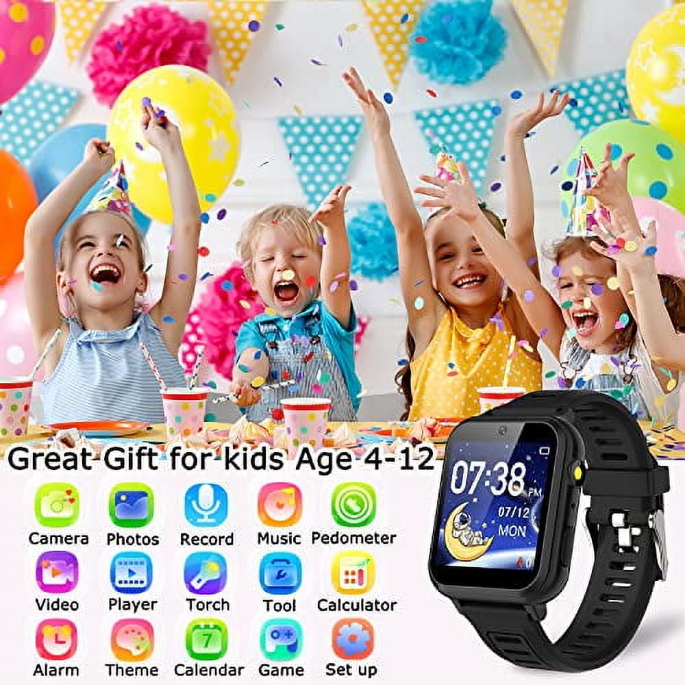 Kids Game Smart Watch for Kids with 24 Puzzle Games HD Touch Screen Camera Video Music Player Pedometer Alarm Clock Flashlight 12/24 hr Kids Watches Gift for 4-12 Year Old Boys Toys for Kids