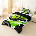 thumbnail image 2 of Manfei Cute Garbage Truck Twin Comforter Sets,Boys Friendly Print Bedding Set,Green,Black Reversible,2 Pieces,1 Comforter and 1 Pillowcase, 2 of 7