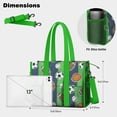 thumbnail image 5 of Teacher Tote Bag,Green Striped Sports Balls Pattern Teacher Utility Tote Bag,Large Work Tote Bags for Women with Multiple Pockets,Top Zipper Closure,13.8x10.6x6.7 Inch, 5 of 5