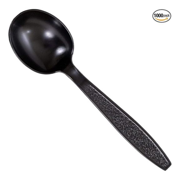Daxwell Plastic Soup Spoons, Heavyweight Polystyrene (PS), Black, A10000961 (Case of 1,000)