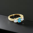 thumbnail image 3 of Gem Stone King 18K Yellow Gold Plated Silver 3-Stone Ring Mystic Topaz Moissanite(2.12 Cttw) (Size 7), 3 of 4