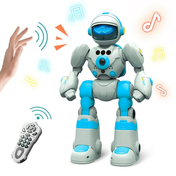 RC Robot Toys for Kids with Unique Voice, Gesture Control Interactive Robotic for Age 3  Gifts(Gray)