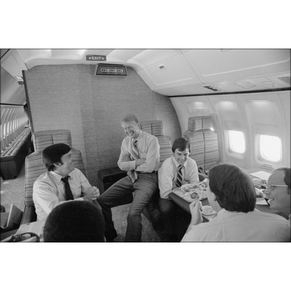 24"x36" Gallery Poster, president Jimmy Carter & White House staff Air Force One 1977