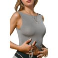 thumbnail image 2 of Women'S Summer Slim High Elastic Sleeveless Sports Vest grey L, 2 of 9