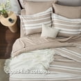 thumbnail image 3 of U by Bedsure Bed in a Bag Full Size 7 Pieces, Light Camel White Striped Bedding Comforter Sets All Season Bed Set, 2 Pillow Shams, Flat Sheet, Fitted Sheet and 2 Pillowcases, 3 of 7