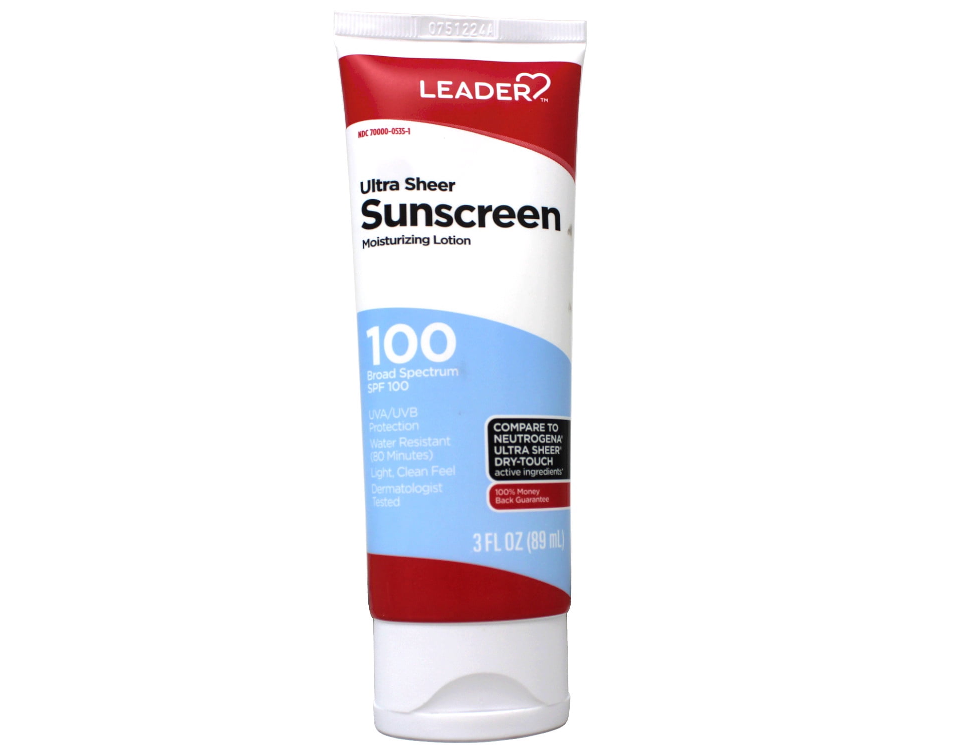 LEADER Travel Sunscreen SPF 100+, Ultra Sheer Dry-Touch Water Resistant and Non-Greasy Lotion with Broad Spectrum SPF 100+, 3 Fl Oz (Pack of 2)