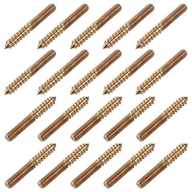 Unique Bargains 20Pcs M6x50mm Hanger Bolt Double Headed Bolt Self-Tapping Screw for Furniture