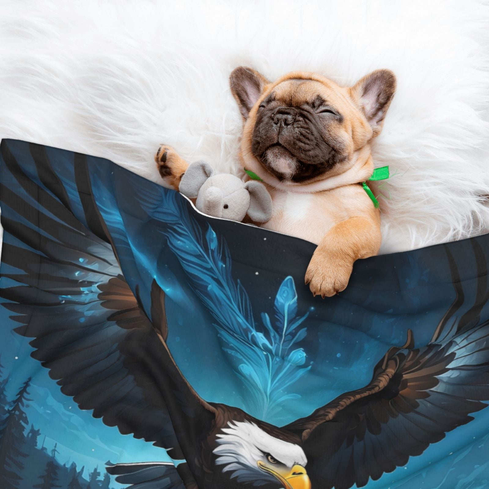 Naloa Night Sky Forest Bald Eagle Dog Blanket, 3 Sizes Cat Blanket for Indoor Cats Large Medium Small Dog Gifts-Medium