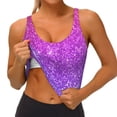 thumbnail image 3 of Pofeuu Purple Glitter Print Sports Bra for Women Sexy Vest Yoga Running Gym Fitness Crop Bras Tops-Medium, 3 of 8