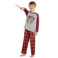 thumbnail image 2 of Harry Potter Boys' Hogwarts Houses Crest Plaid Raglan 2PC Pajama Set - Gryffindor Hufflepuff Ravenclaw Slytherin, 2 of 5