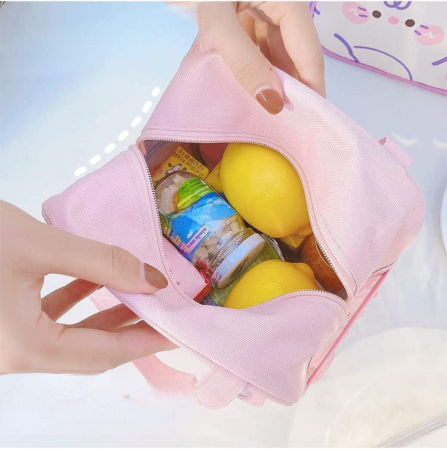 Dengjunhu Kawaii Lunch Bag for Girls Lunch Box Insulated Cute Lunch Bags  for Women Insulated Lunch Box for Kids (Blue) 