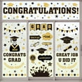 thumbnail image 1 of 193pcs Graduation Window Sticker Clings Removable Grad Window Decorations Cap Diploma Window Decals Grad Congratulations Party Decor Supplies for School Home Office, 8 Sheets, Gold Black, 1 of 7