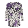 thumbnail image 5 of Jsaierl Tops for Women 3/4 Sleeve Plus Size Crew Neck Shirts Trendy Floral Ladies Blouses Workout Cotton Tunic Top S-2XL, 5 of 5
