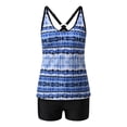 thumbnail image 4 of CALAFEBILA Modest Girls Swimsuit Two Piece Tankini Striped Print Beach Summer Bathing Suits, 4 of 9