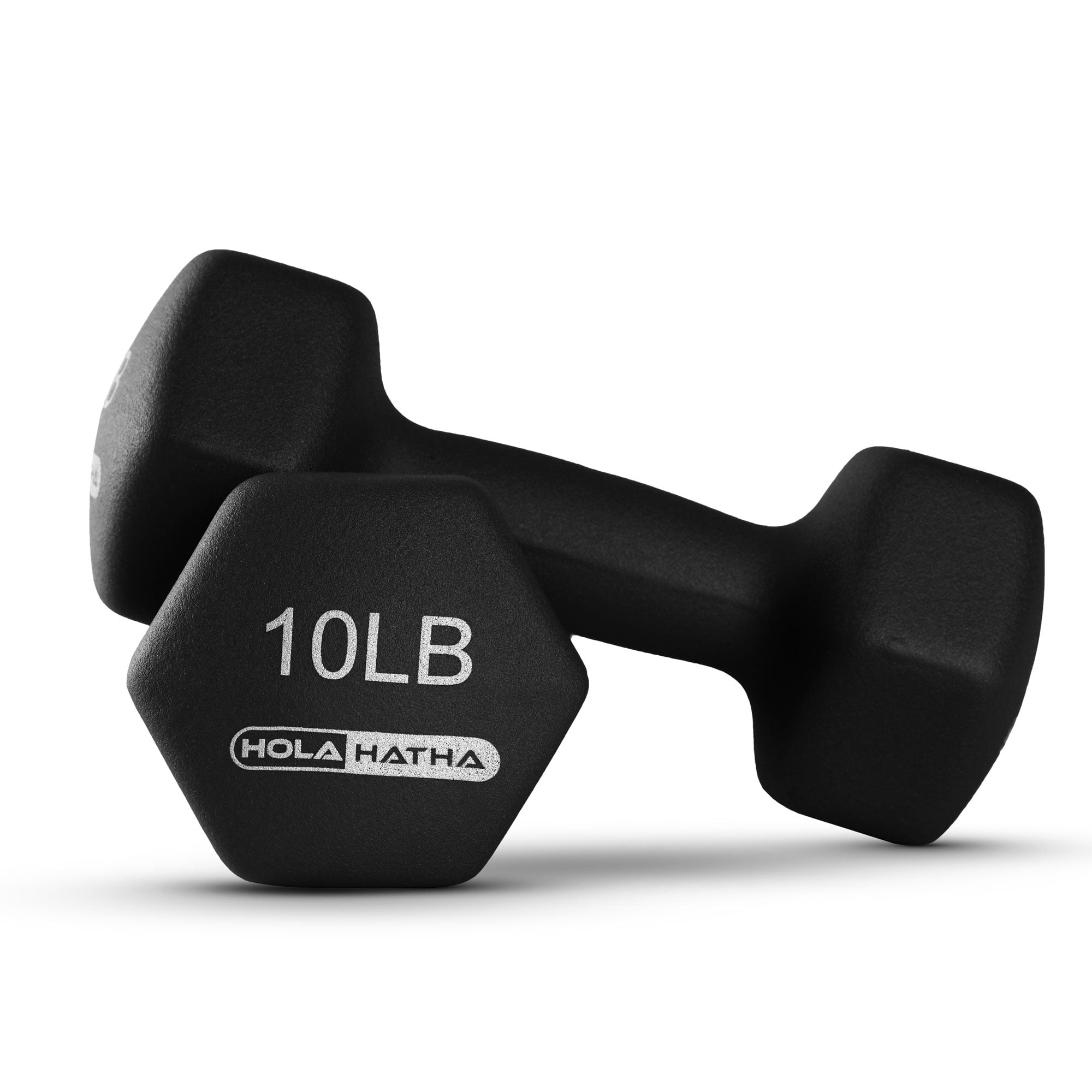 HolaHatha Neoprene Dumbbell Weight Set with Rack (Black), 112.5 lb