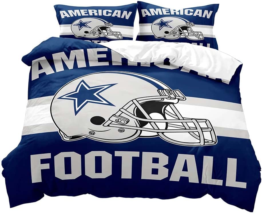 : VIVIHOME 2PCS American Football Duvet Cover Set, Twin Bedding  Sets, Sports Bedding, Grey White Navy Blue Striped Comforter Cover, Modern Bedroom  Decor for Men Husband Boyfriend Teen Boy, 1 Pillow Sham :